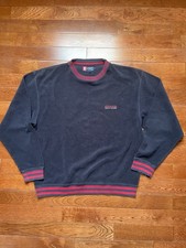 Vintage Chaps Ralph Lauren Pile Fleece Pullover Sweater Blue Embroidered Large