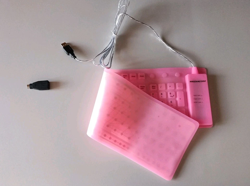 MEDIACOM SOFT TASTIERA GOMMA Keyboard FOLD IT M-SKB1500L X PS/2 USB - Immagine 3 di 3