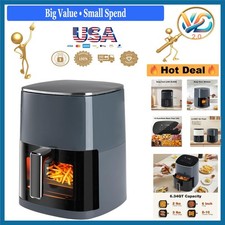 Grey 6 Qt Air Fryer with Window 12-in-1 Multi-Functional Cooking, Touch Contr...