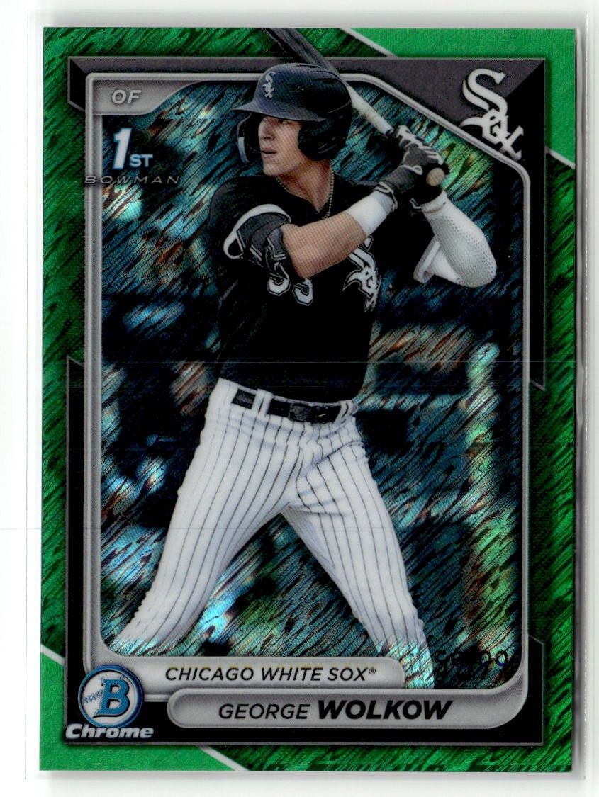 George Wolkow 2024 Bowman Chrome Prospects Green Shimmer #BCP-144 #/99