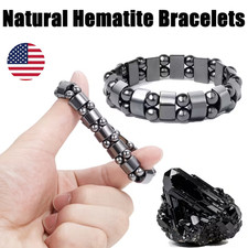 2 Magnetic Hematite Bracelet Pain Relief Powerfull Elastic Therapy Arthritis US