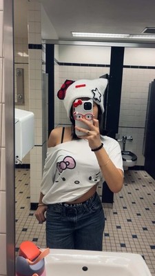 RosAyda Crochet Hello Kitty White with Bow & Star cat beanie