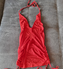 sexy Minikleid Nachthemd Babydoll mit tiefem Rücken und Raffung seitlich rot