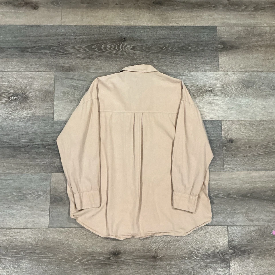 Top “Camisa de papá” de algodón de gran tamaño S mezcla de lino beige topo otoño capas Foto 3 de 4