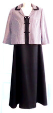 Vtg Miss Dorby Dress Suit 3/4-Sleeve Jacket A-Line Maxi Dress, Black Pink 12