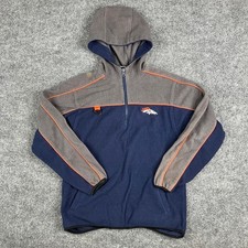 NFL Broncos Hoodie Kids Size S Navy Gray Fleece Half Zip Denver Football