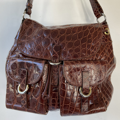 MAURO GOVERNA BROWN CROCODILE SHOULDER BAG W/DUST BAG | eBay