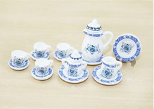A set 15 pc of 1:12 Dollhouse Miniature Tea Set/ Miniature plates B35-9