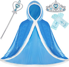 4 Pieces Fur Princess Hooded Cape Cloaks Costume for Girls Princess Costumes Par