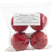 Decorative Satin Covered Styrofoam Balls 3" 4/Pkg Christmas Red