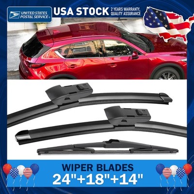 A set of 3 OEM quality front and rear windshield wiper blades 24 ''18'' 14 