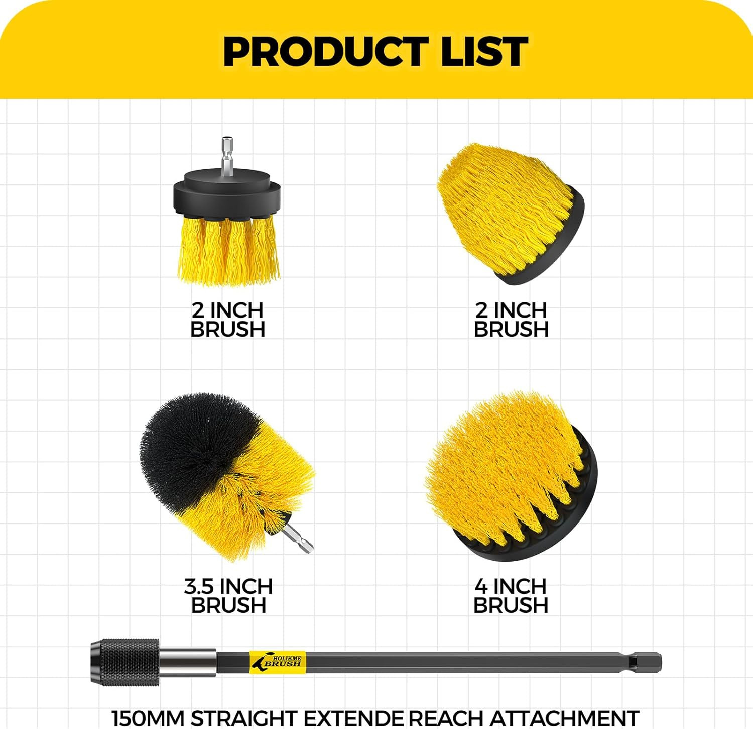 5Pack Drill Brush Attachment Set，Power Scrubber Brush Extended Long Attachment f