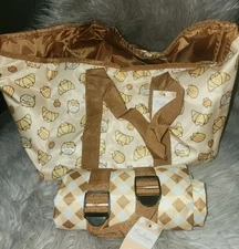 NWT PUSHEEN BROWN & TAN PICNIC SET- INSULATED TOTE AND PICNIC BLANKET (MORE...