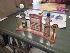 Marx Vintage Tin Gas Station Play Set Oil Grease Antifreeze Motor IN OUT Signs