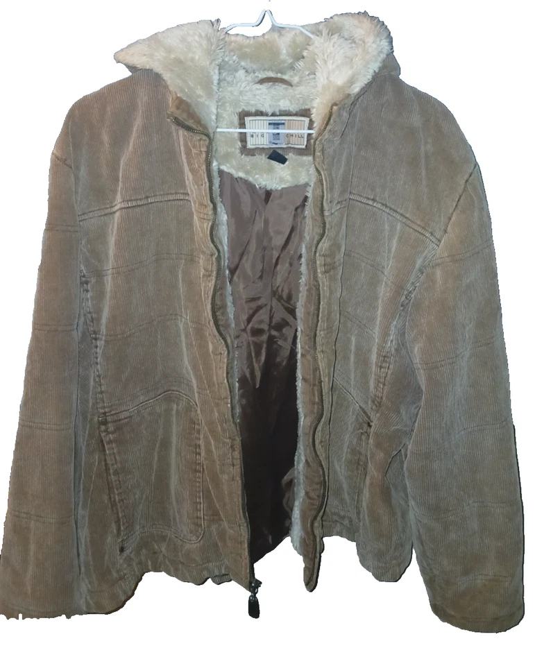 Chaqueta Big Chill Marrón Pana Y2K VNG con Piel Sintética Para Mujer Talla XL Foto 2 de 4