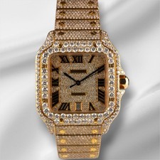 Cartier Santos Large 18k Yellow Gold 40mm Iced 25ct Genuine Diamonds WGSA0029