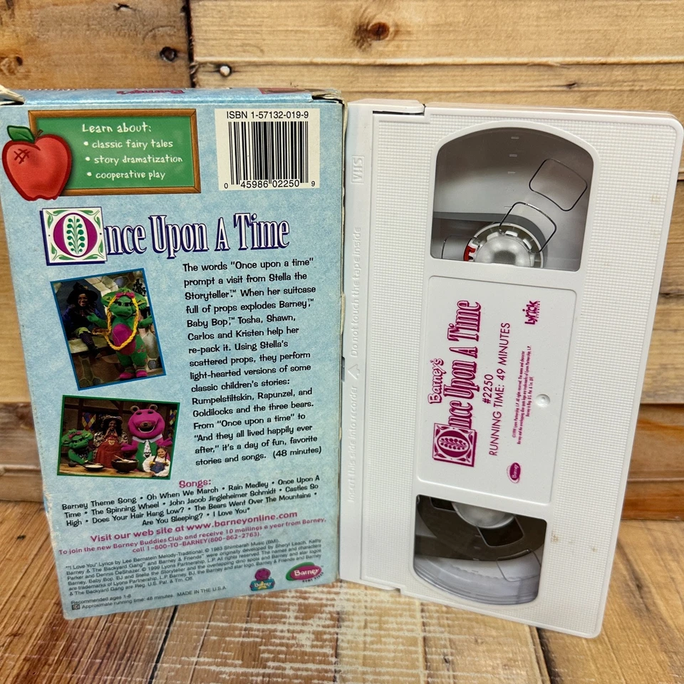 Barney Once Upon A Time VHS Used Classic Collection Kids Family Purple Dino - Image 2 of 4
