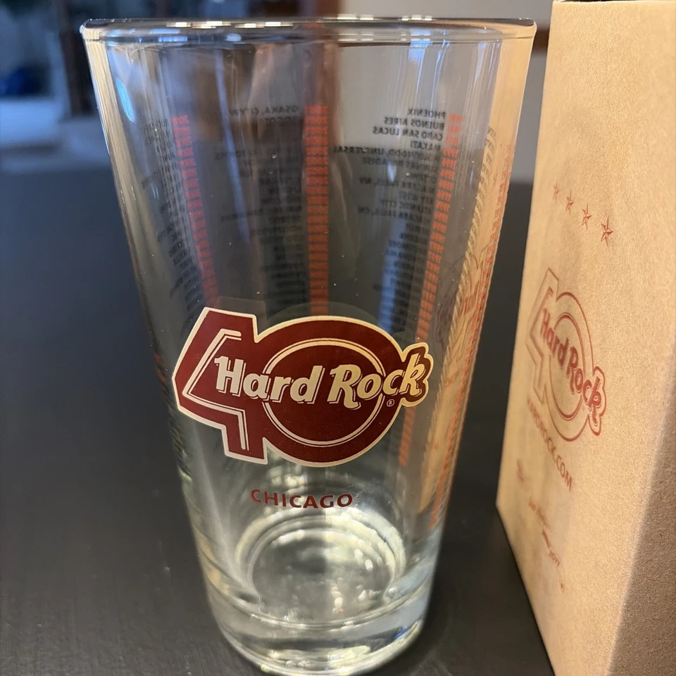 Vaso de cerveza Hard Rock Café 40 aniversario con caja - Chicago Foto 3 de 4