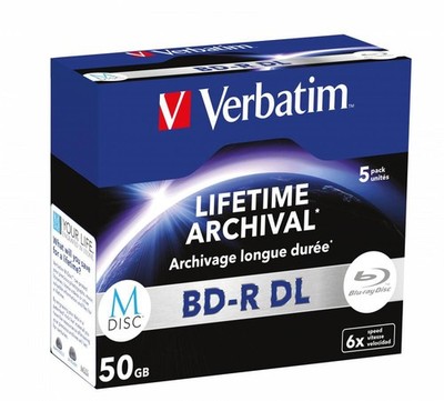 Verbatim W128869151 43846 MDisc BD-R DL 6X 50GB 5 Pack Jewel Case ~E~