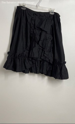 Miu Miu Womens Black Elastic Waist Ruffle Casual A-Line Skirt Size 44