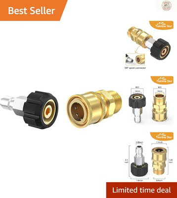 #ad M22 14mm to 3 8quot; Brass Quick Connectors 2 Piece Pressure Washer Fittings $17.99