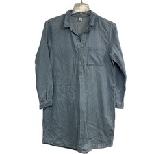 Old Navy Dress Womens Large Light Wash Chambray Denim Long Sleeve Shirt Dress