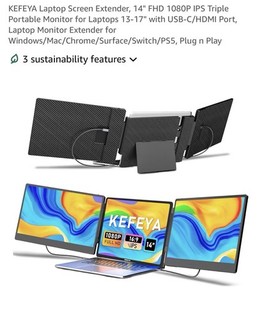 Laptop Screen Extender 14" FHD 1080P IPS Triple Monitor for Laptops 13 17"