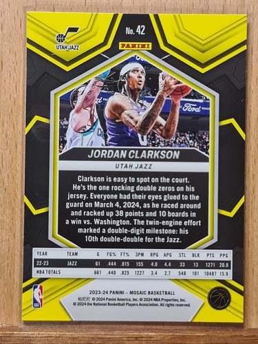 Jordan Clarkson #42 2023-24 Mosaic Jazz M0103A - Picture 2 of 2