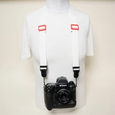 White Canvas Camera Strap 26-48" Adjustable, 1.25" Wide w/ Peak Design Anchors