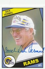 FORMER ST LOUIS RAMS HC & HOF LEGEND DICK VERMEIL SIGNED CUSTOM CARD RARE