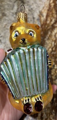 Christopher Radko Gypsy Bear With Accordion Ornament Blown Glass Vtg