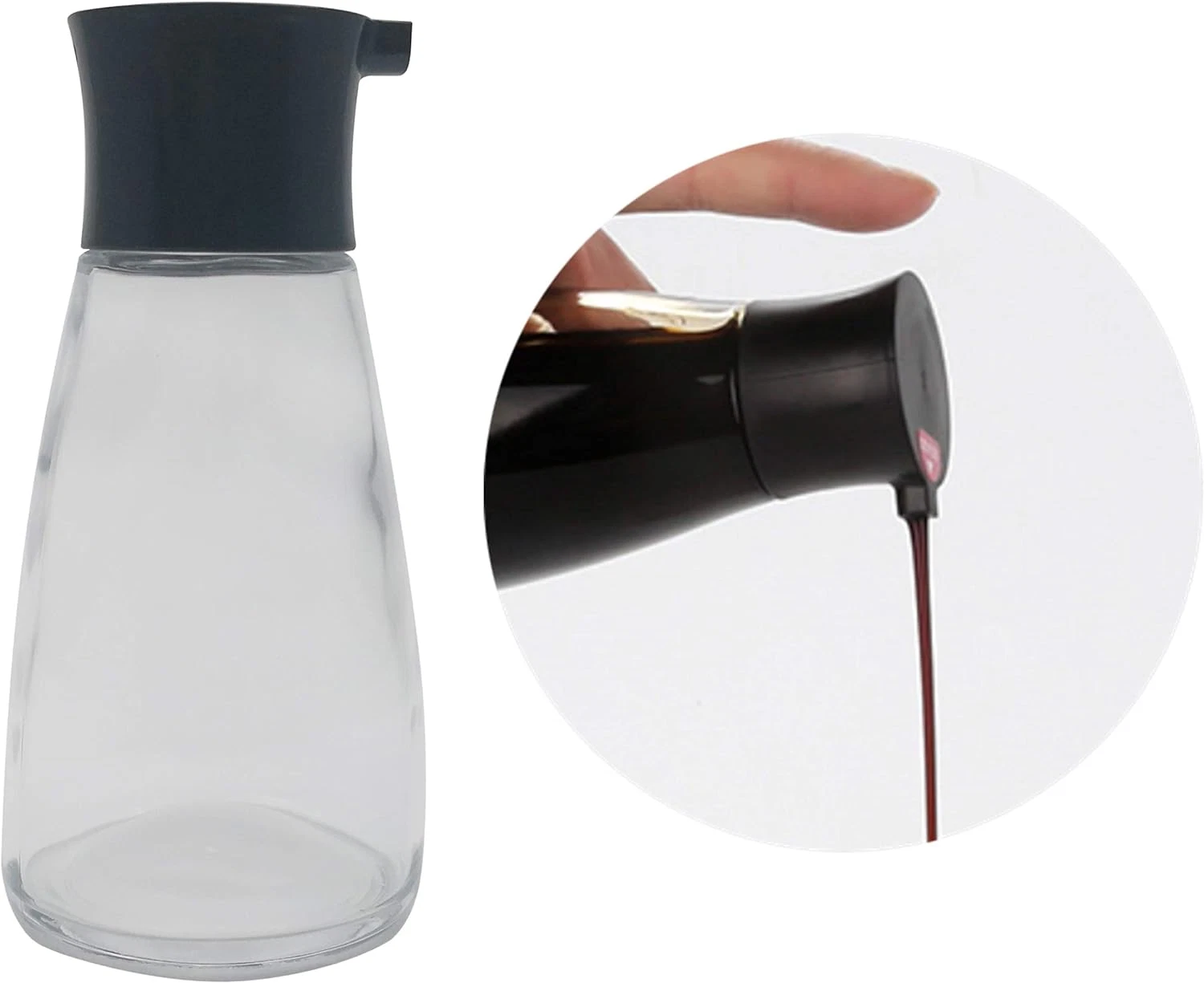 Excelity Cruet Dispenser Set for Olive Oil Vinegar Soy Sauce with Elegant Glass