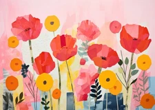 Vibrant Floral Poster Wall Art - Abstract Garden Decor Premium Quality