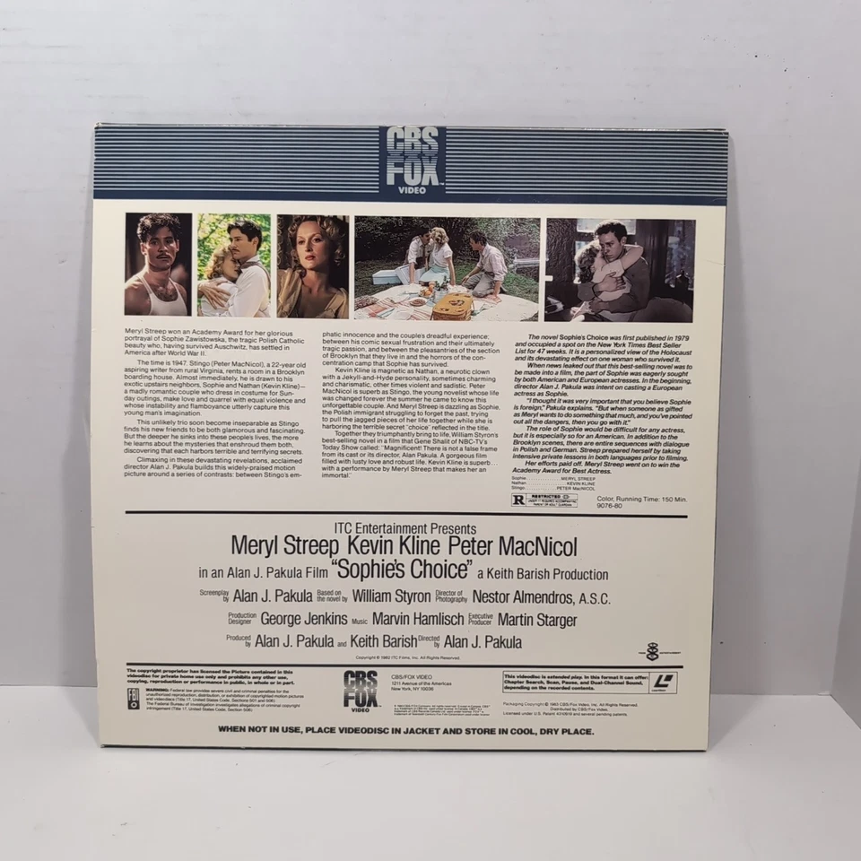Sophie's Choice - Laser Videodisc - CBS Fox Video - Laserdisc - 1983 - Streep Foto 2 de 4