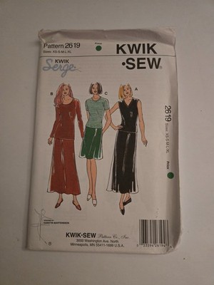 Kwik Sew 2619 Women s Knit Tops Skirt Pants Sewing Pattern Sizes XS XL Stretch