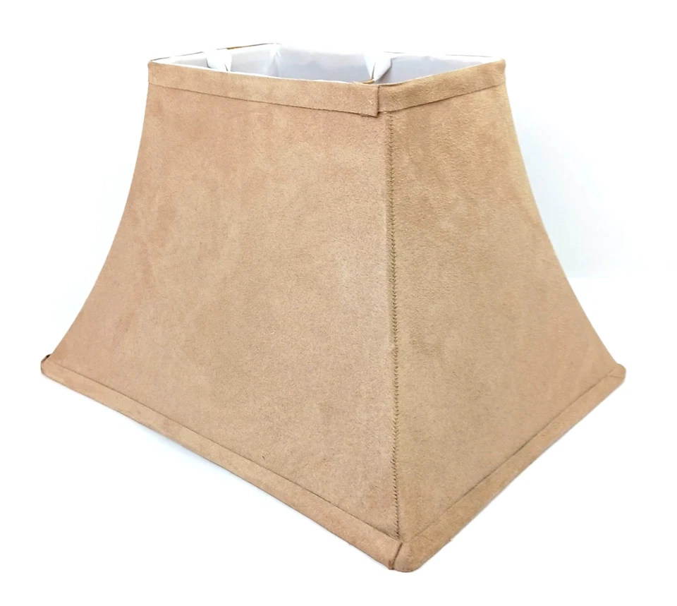 Abajur retangular sino camurça sintética marrom bronzeado sudoeste - Imagem 2 de 4