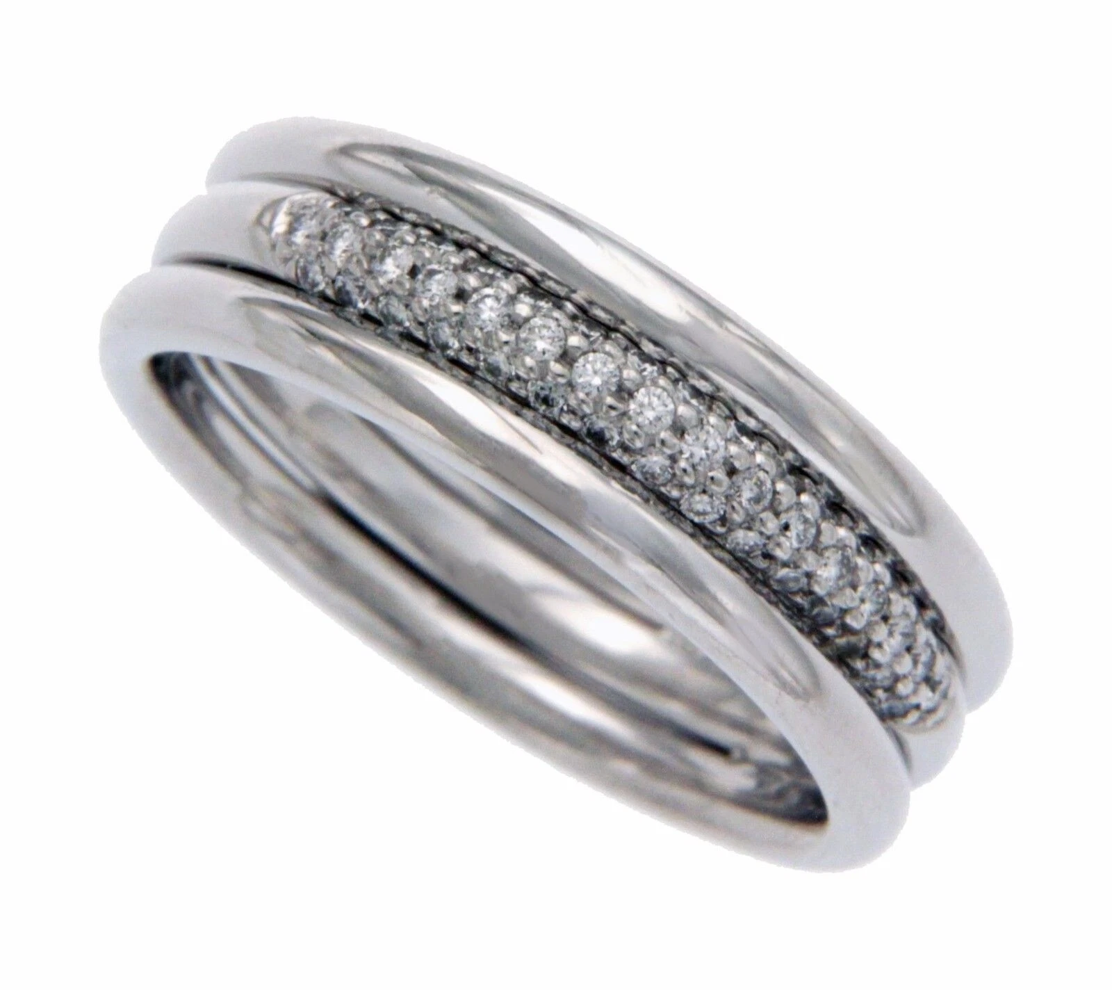 Men's Women's Auth Scott Kay Platinum Pave Diamond Band Ring Size 8.25 »U48