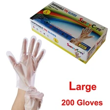 200 PCS Clear SunnyCare TPE Food Service Gloves, Powder Free (Non Vinyl Latex) L