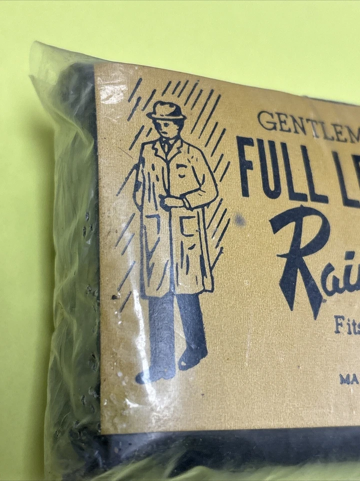 Impermeable compacto vintage para hombre largo completo 3 broches bolsa O/S nuevo Foto 3 de 4