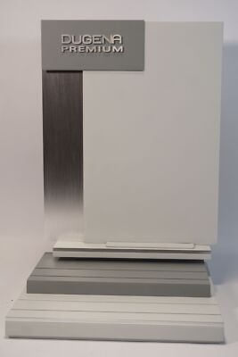 Dugena Premium Uhren Werbe-Display Reklame Ständer silber-grau Holz Metall