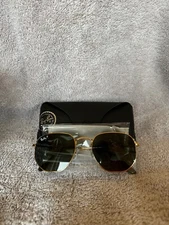 New Ray-Ban Hexagonal XL (54-21)  Gold, Polarized Green Classic G-15