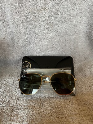 New Ray-Ban Hexagonal XL (54-21)  Gold, Polarized Green Classic G-15
