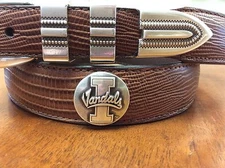 Men's Brown Genuine Leather Belt with University of Idaho Vandals Conchos 32 R+