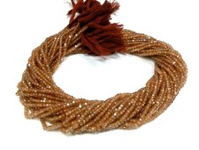 CHAMPAGNE CUBIC ZIRCON RONDELLE FACETED 3MM  GEMSTONE BEADS 18"INCH 1 STRAND