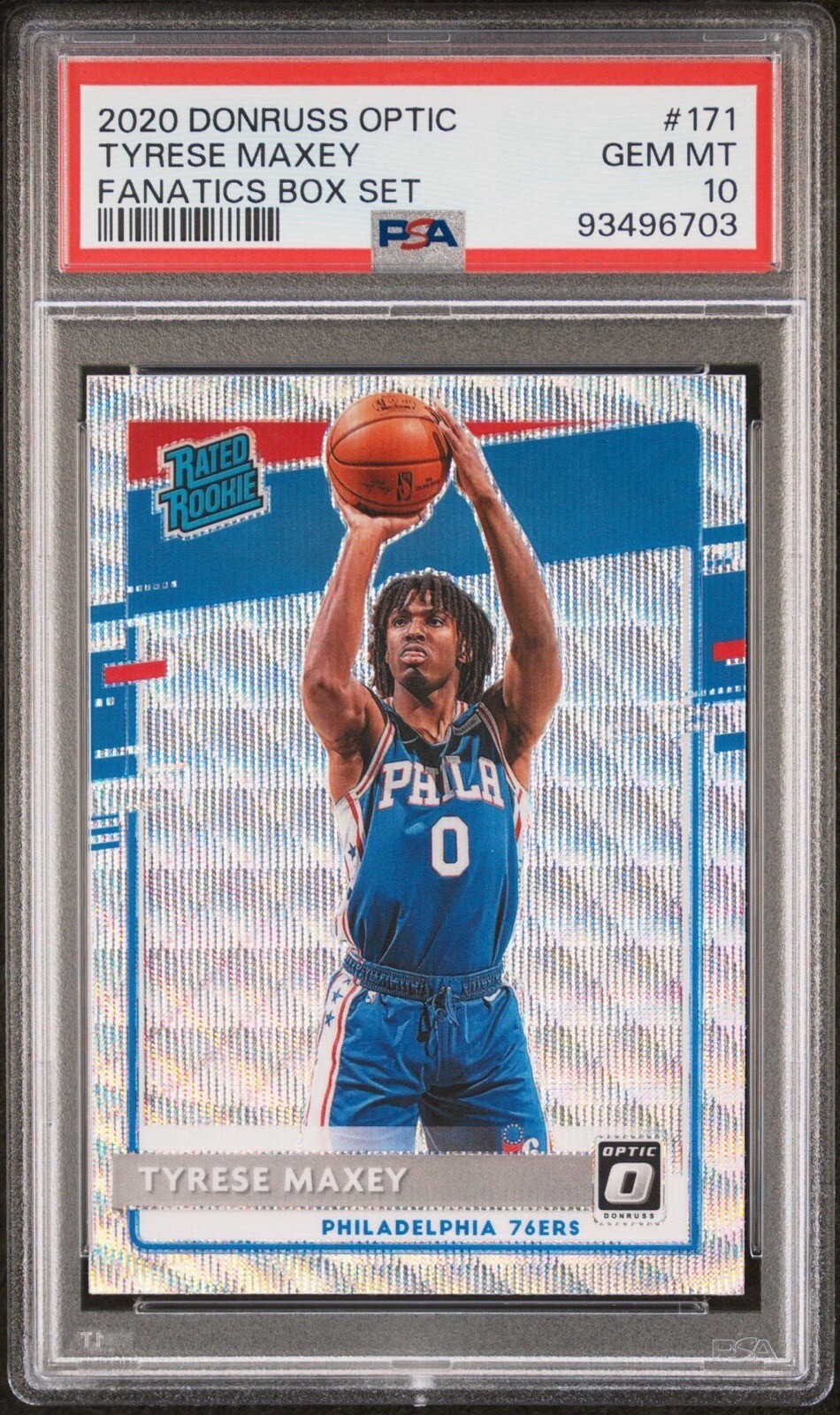 2020 Donruss Optic Fanatics Box Set #171 Tyrese Maxey RC PSA 10