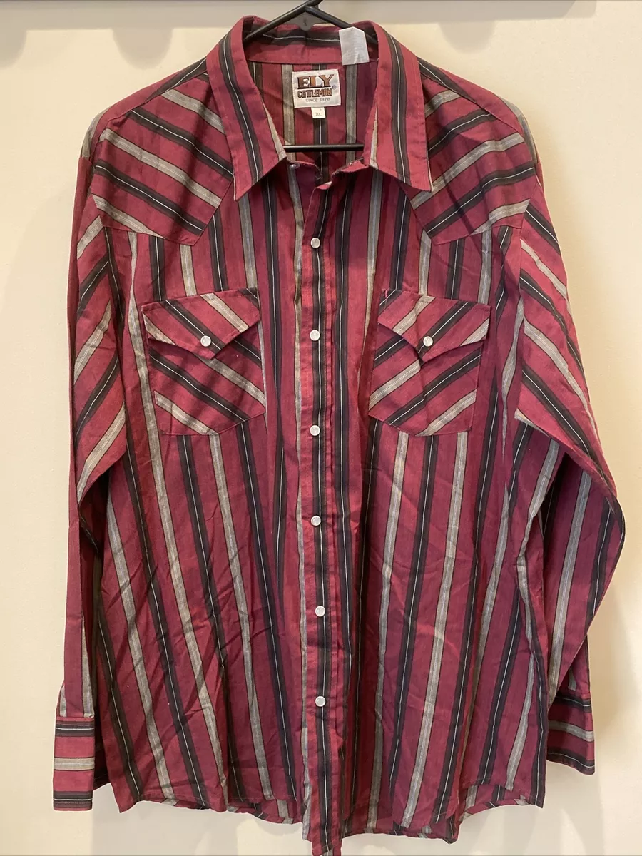 EUC Vintage Ely Cattleman Western Rodeo Mens Pearl Snap Button Up
