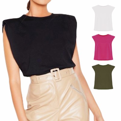 Top donna maglietta spalle imbottite girocollo t-shirt blusa TOOCOOL  JL-11612 | eBay