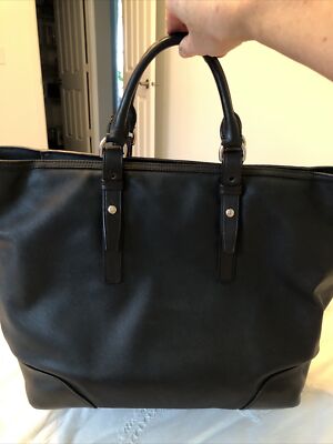 TUMI BLACK TOTE CROSSBODY Overnight Weekend Messenger Bag LEATHER VINYL  73121D