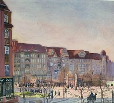 Georg Schulz (German,1896-1956)  Rare New Objectivity School Watercolor Painting