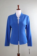 TAHARI Arthur S. Levine ASL NWT $129 Ocean Blue Zip Up Dress Jacket Top Size 18